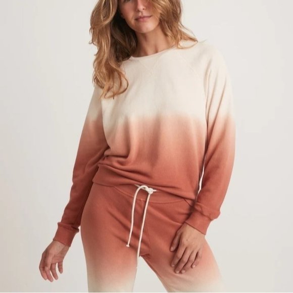 Marine Layer Vintage Terry Sweatshirt in Amber Brown Dip Dye - Picture 1 of 10